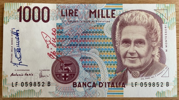 Geldschein Lire Maria Montessori